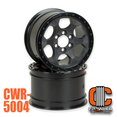 Crawler Innovations 2.2”; 1.50” WIDTH; BLACK 6 BOLT WHEEL PAIR CWR-5004