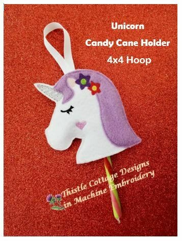Unicorn Candy Cane Holder 4x4