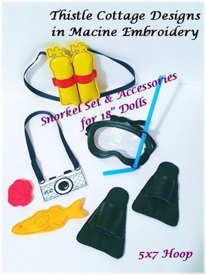 7 pc. Scuba Mask, Fins &amp; Accessories Set  ITH for 18&quot; Dolls