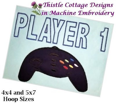 Game Controller Players 1 and 2     5x7 Hoop