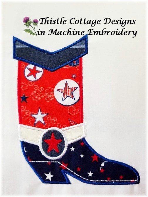 Patriotic Western Boot Applique