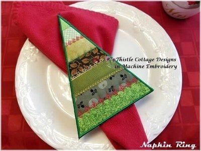 Crazy Quilt Tree Napkin Ring &amp; 3D Applique Tree