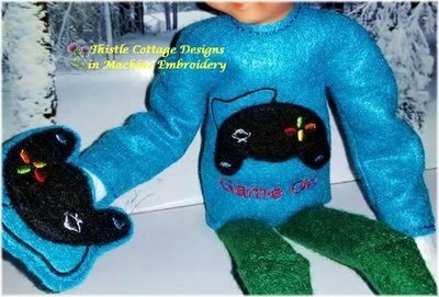 Game On Elf Sweater &amp; Game Controller Mitten for 12&quot; Dolls