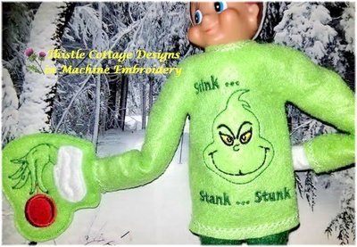&quot;Stink... Stank... Stunk&quot; sweater &amp; Mitten Set for 12&quot; Dolls