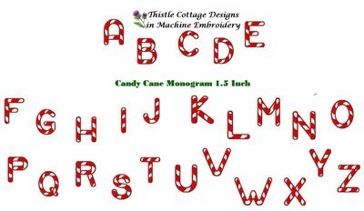 Candy Cane Letters A-Z Complete Upper Case 1.5 Inch