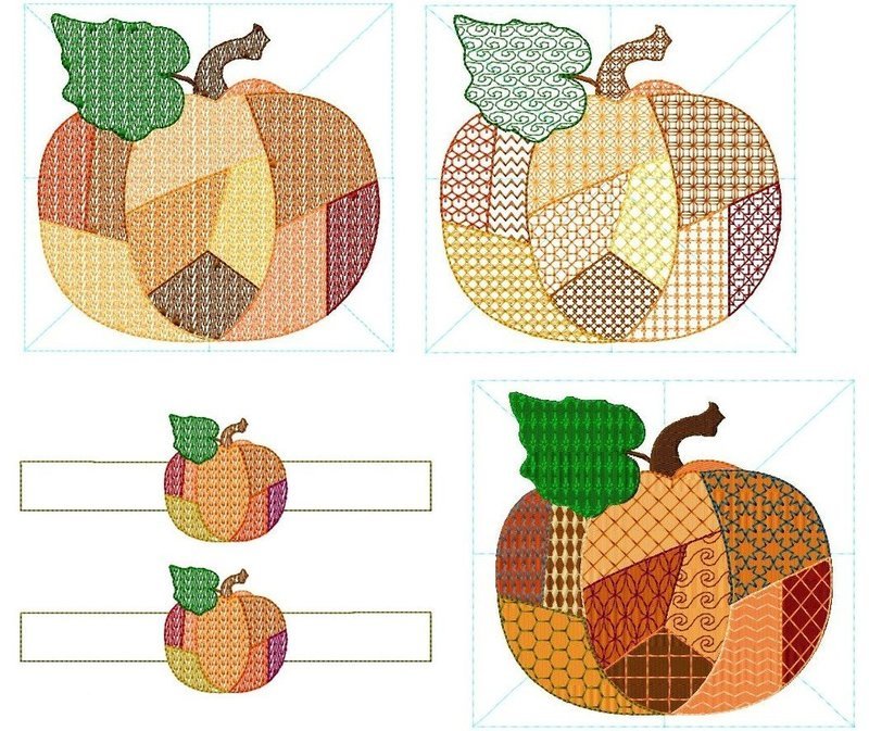 Patchwork Country Pumpkin Set of 4 Designs in 8 Sizes