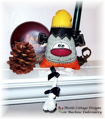 Primitive Candy Corn Shelf Sitter: Franken Sweetie  ITH 5x7