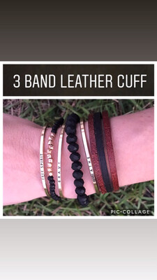 3 Band Leather Cuff
