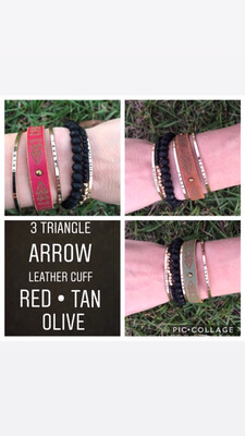 3 Triangle Arrow Leather Cuff