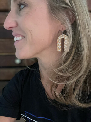 Triple Arrow Mustard Leather earrings