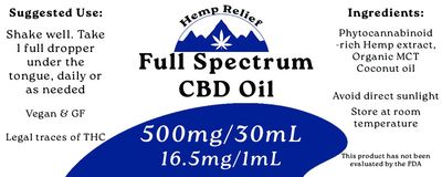 Full Spectrum CBD Tincture 30ml (1oz) Bottle