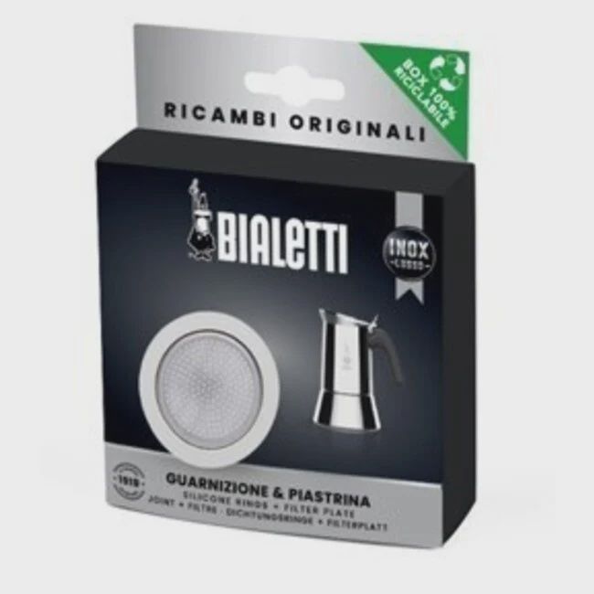 Bialetti Filterplaatjes &amp; Silicnen Ring  4C RVS