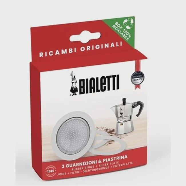 Bialetti Filter en siliconen ring 3/4 kops