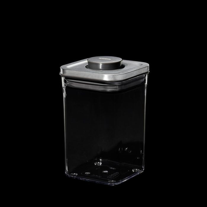 Oxo Voorraadbus 'POP SteeL' klein vierkant - laag (1,0 liter)