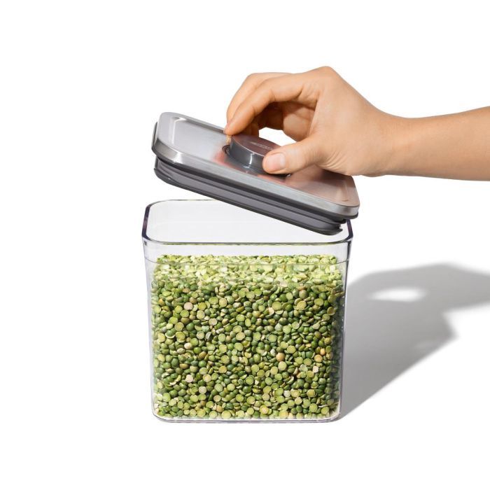 Oxo Voorraadbus 'POP SteeL' rechthoekig - laag (1,6 liter)