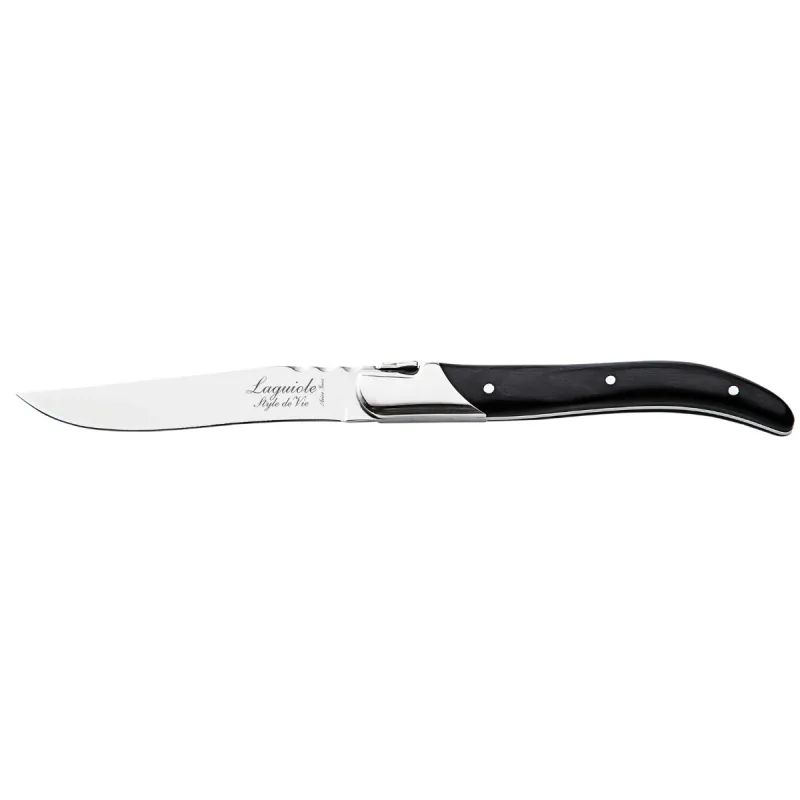 Laguiole Style de Vie Steakmessen Luxury Line - Set van 6 - Zwart Pakkahout