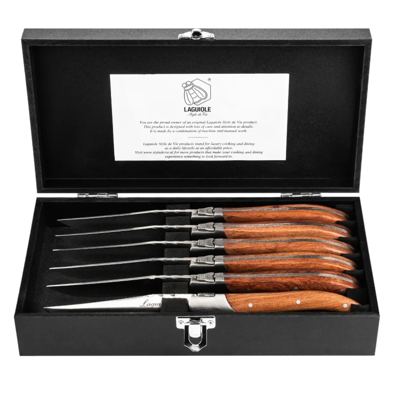 Laguiole Style de Vie Steakmessen Luxury Line - Set van 6 - Rozenhout