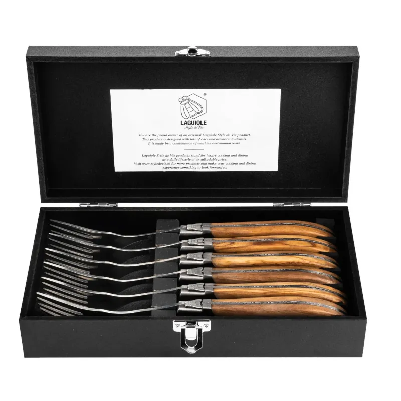 Laguiole Styl de Vie Vorken Luxury Line - Set van 6 - Olijfhout