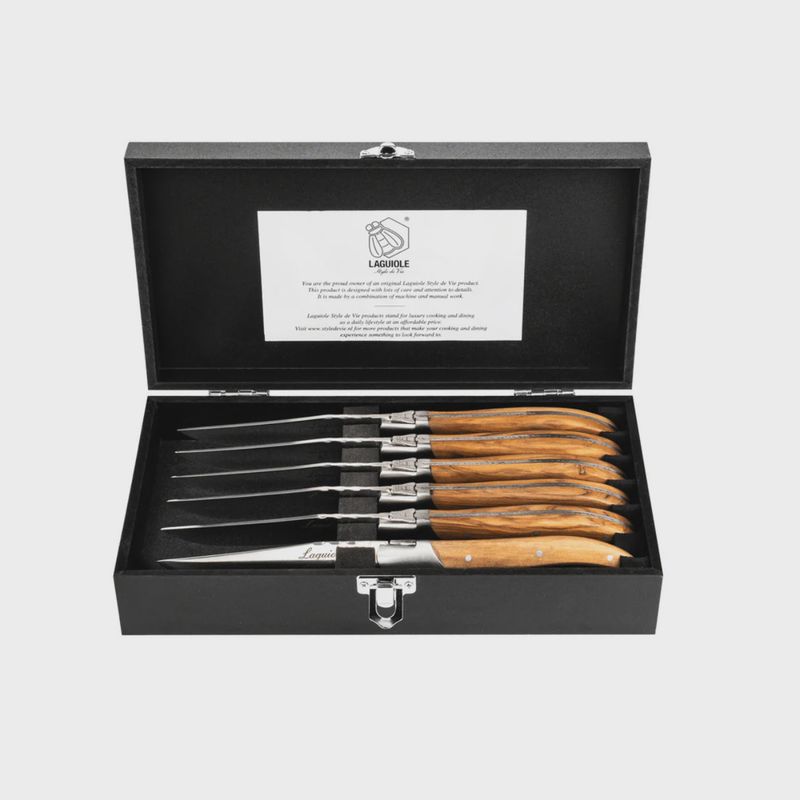 Styledevie Steakmessen Luxury Line - Set van 6 - Olijfhout
