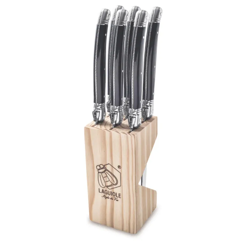 Laguiole Style de Vie Steakmessen Premium Line - Set van 6 - Zwart