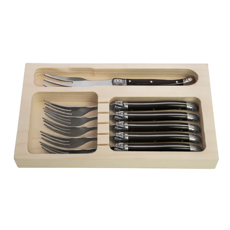 LaGuiole Taartvorken Zwart- set 6 stuks