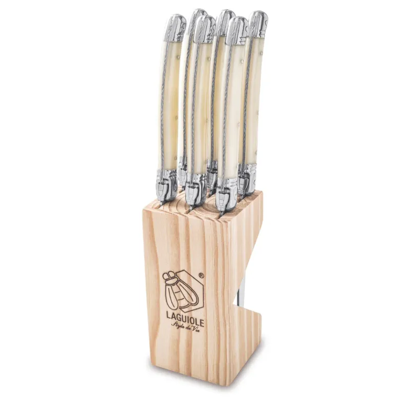 Laguiole Style de Vie Steakmessen Premium Line - Set van 6 - Parelmoer