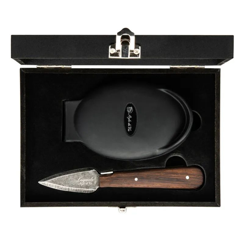 Laguiole Style de Vie Oester Geschenkset Luxury Line - Wengé Zwart Stonewash