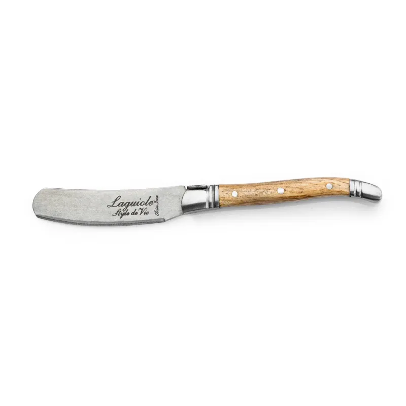 Laguiole Styl de Vie Botermessen Luxury Line - Set van 4 - Eikenhout Stonewash