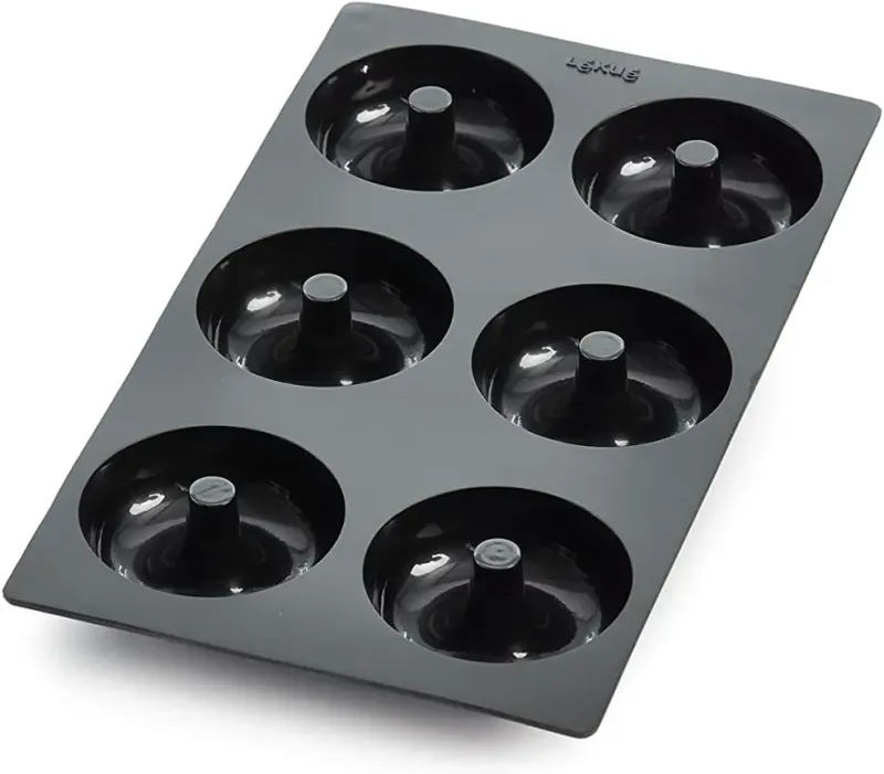 Lekue Bakvorm silicone  voor 6 Donuts -zwart