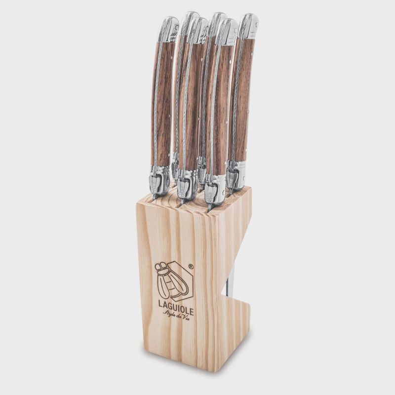 Laguiole Steakmessen Premium Line set 6 st. - Hout