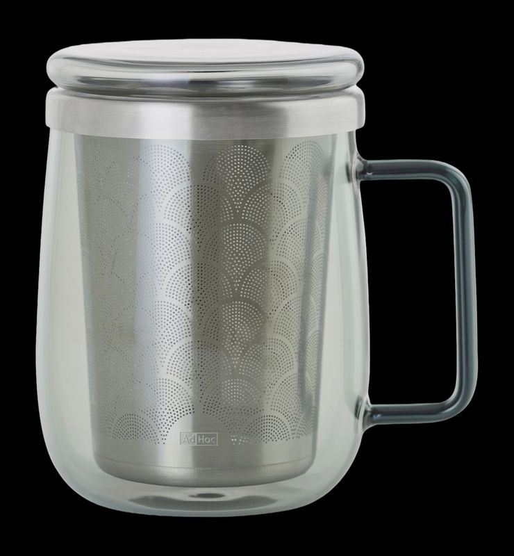 AdHoc Yuna Theeglas met filter  560 ml, Grijs