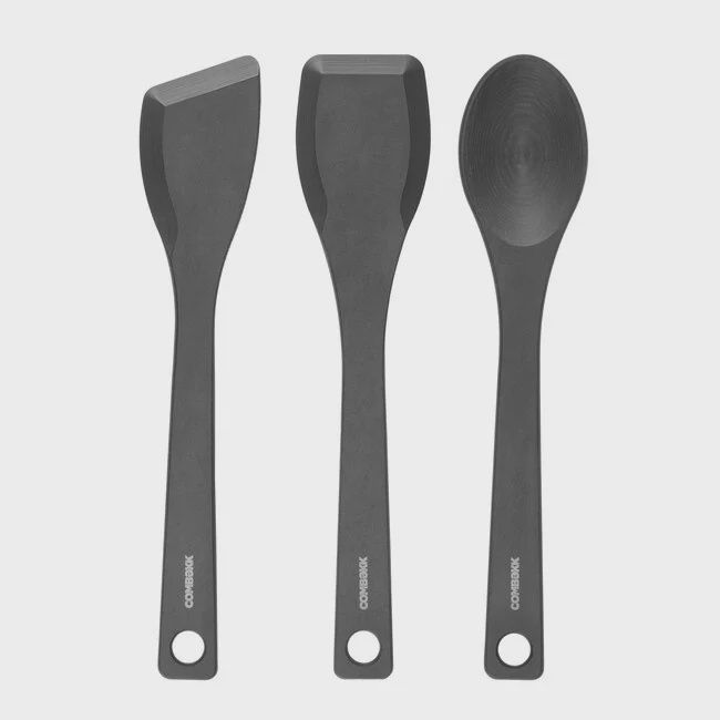 Combekk spatelset gesperst houtvezel 3pcs - zwart