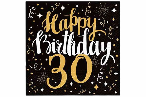 PAW servet Gold Birthday 30 - 20 stuks