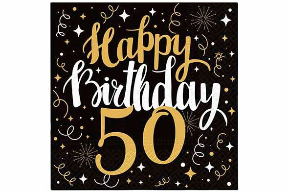 PAW servet Gold Birthday 50  - 20 stuks