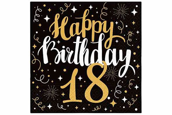 PAW servet Gold Birthday 18 - 20 stuks