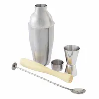 Point Virgule 4-delige cocktailset uit rvs en hout