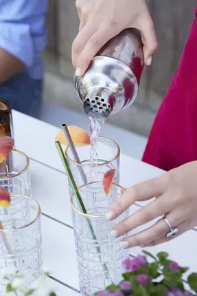 Point Virgule 4-delige cocktailset uit rvs en hout