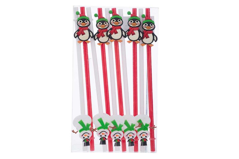 Rietjes Sneeuwman - Pinguin set 10 stuks -herbruikbaar