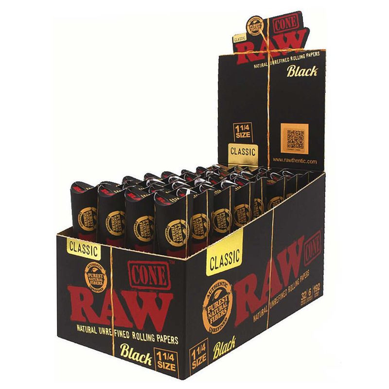 Raw Cone Black 1 1/4  6pk