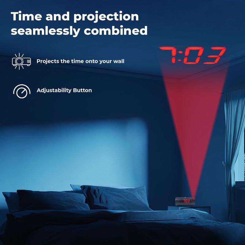 SONIC BLAST  ALARM CLOCK WITH PROJECTION AND VIBRATOR