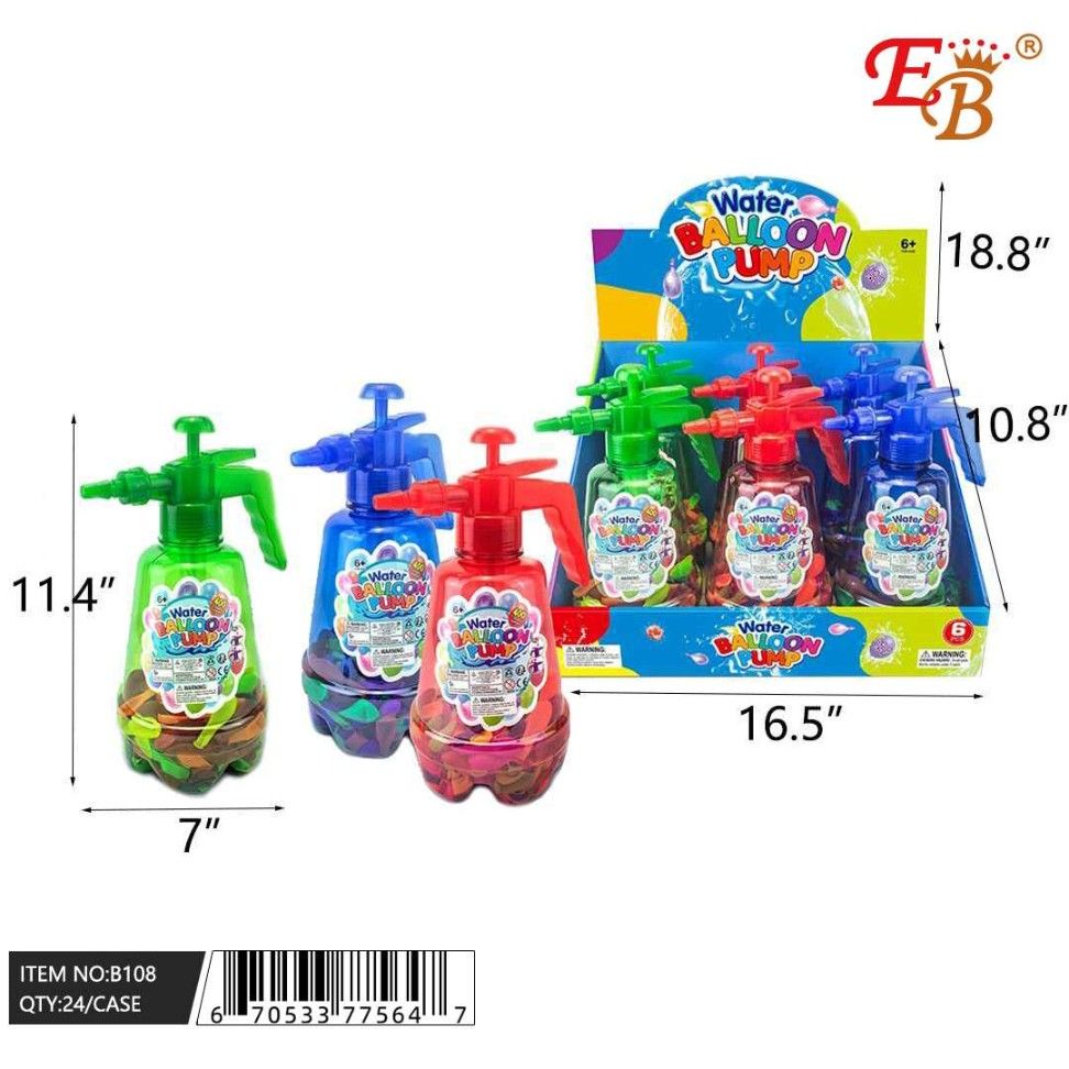 500PCS WATER BALLOON W/PUMP asst color