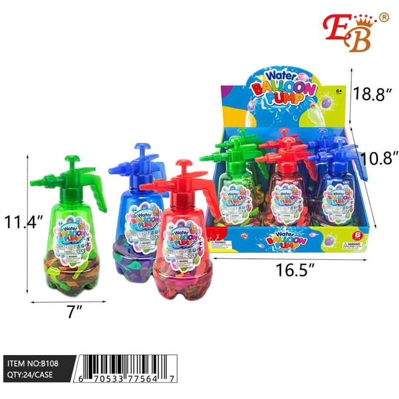 500PCS WATER BALLOON W/PUMP asst color