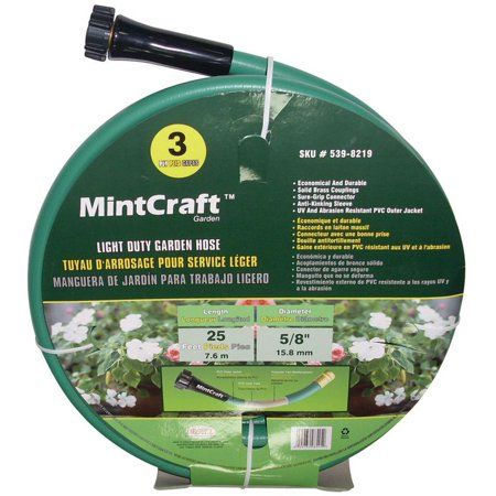 Garden Hose, 25 Ft L, Female X Male, PVC, Green