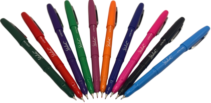 Felt Tip Pens - 10 Count -Assorted Color Ink - Ultra Fine Tip - Metal Clip - Studio C