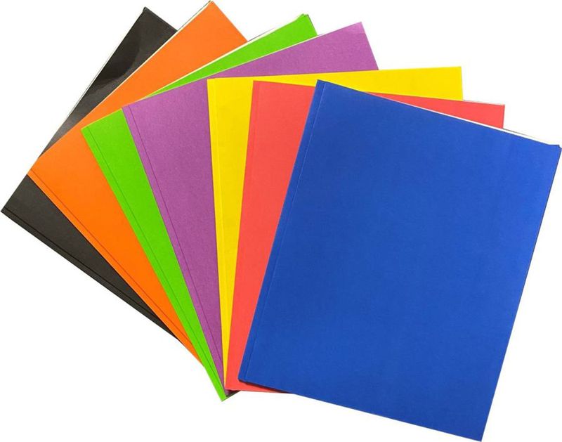Paper Portfolios - Combo - 3 Prong - 2 Pocket - 7 Assorted Colors