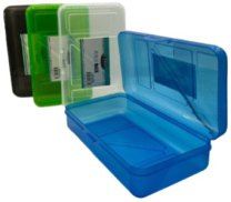 Pencil Box - Large - 8 x 4.65 x 2.25 Inches - Clear Blue Smoke Green