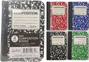 Mini Composition Books - 4 Ct - 80 Sheets Each - Assorted Colors - Studio C
