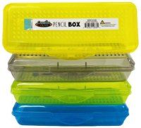 Pencil Box - Plastic - 8.15 X 3 X 1.85 Inches - Clear Blue Smoke Green
