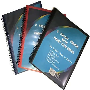 8 Pocket Folder W. Clear View Asst Colors