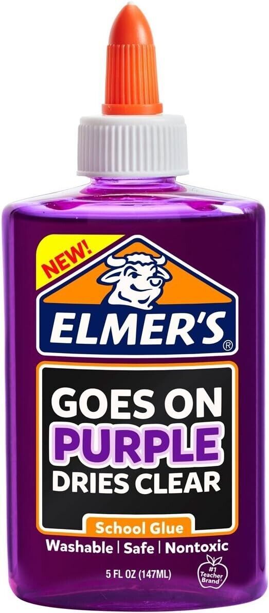 4 Oz. Washable School Glue, Goes On Purple Dries Clear